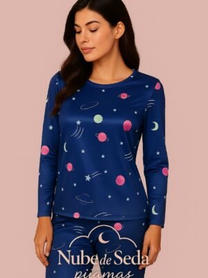 Pijama de galaxia azul en algodón