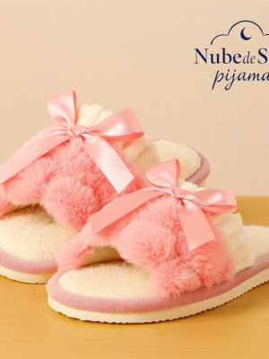 Pantuflas rosas de peluche