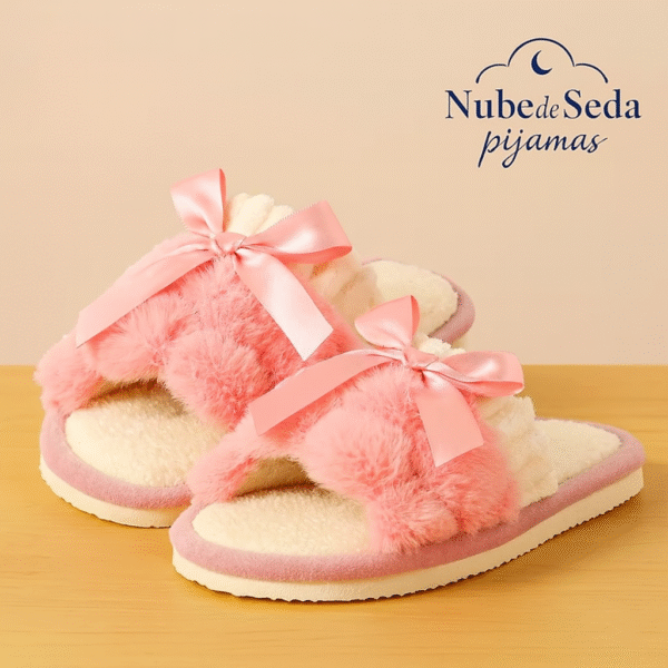 Pantuflas rosas de peluche