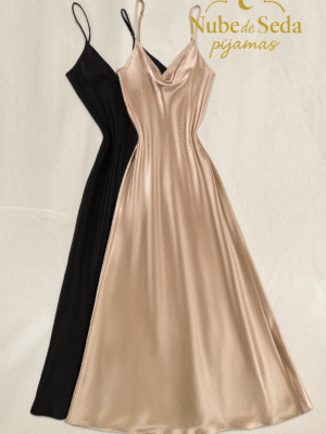 Vestido largo de satín tiritas