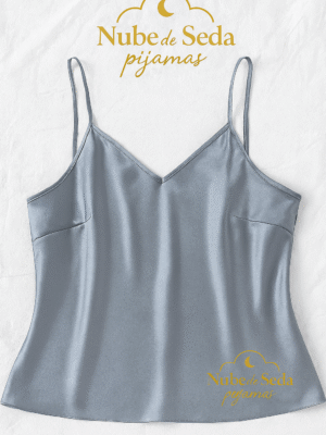 Pijama de seda short y tiritas Gris Ahumado