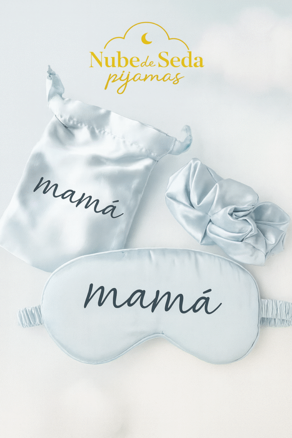 Antifaz de satín + bolsa + moña